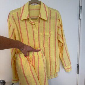 By Together Marmalade Striped Button Down and Shorts Sz Small